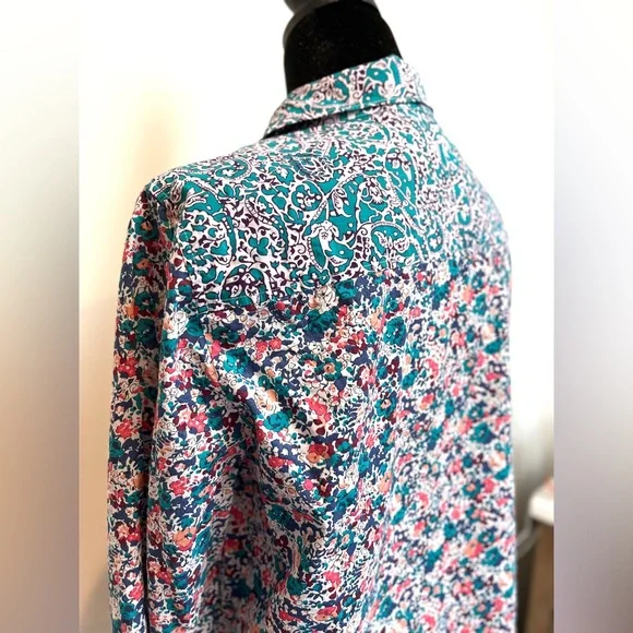 J.Crew Liberty art fabrics shirt. Jade Peony floral print Size 8 - Picture 7 of 13